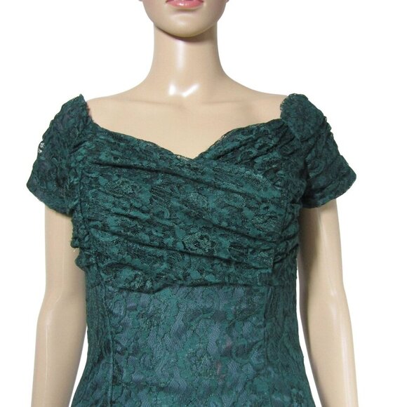 VTG Forest Green S LACE Milkmaid WHIMSIGOTH  Fairy Maxi Prom Homecoming dress - Picture 2 of 13